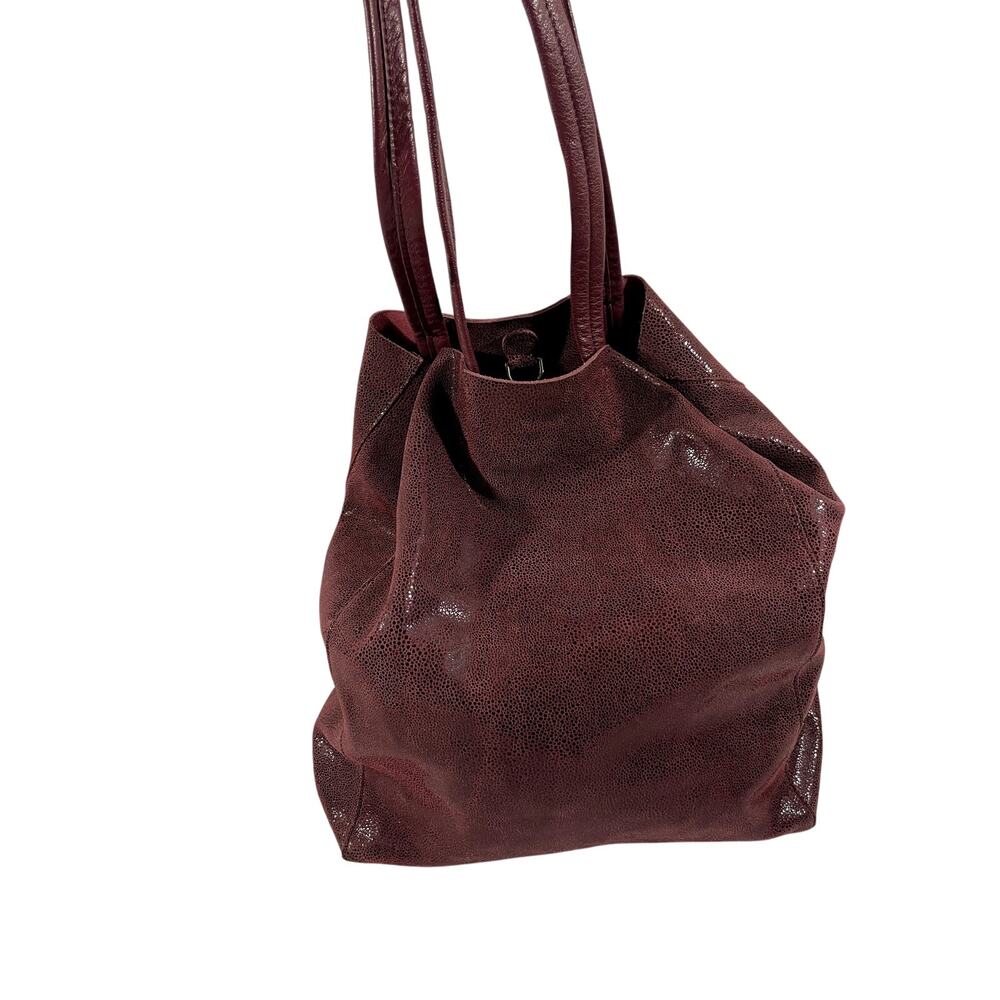 Sorial Of New York Snake Soft Textured Suede Leather Handbag Maroon